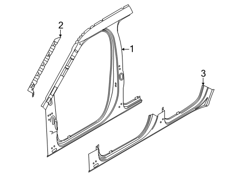 2023 Lincoln Aviator Reinforcement "A" Pillar Diagram for LC5Z-78025A00-A