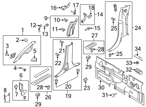 2022 Ford F-150 Windshield Moulding Diagram for ML3Z-1503599-AE