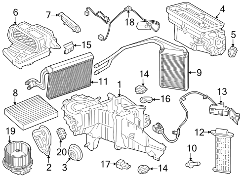 2023 Ford F-250 Super Duty Evaporator Assembly Diagram for PC3Z-19850-A