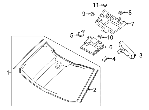 2020 Ford Expedition Windscreen Glass Diagram for JL1Z-7803100-P