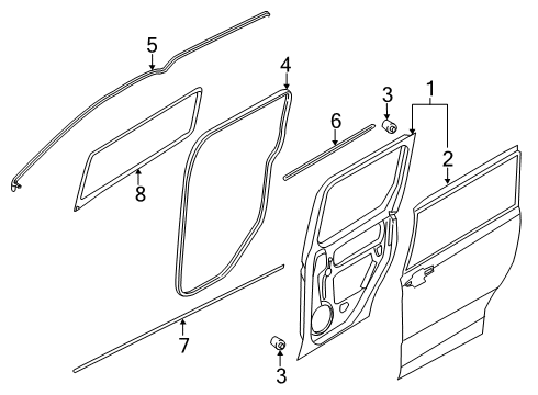 2021 Ford Transit Connect Weatherstrip Diagram for DT1Z-6125324-C