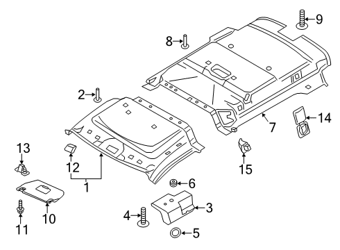 2022 Ford Transit Connect Headlining - Roof Diagram for KT1Z-6151916-DD