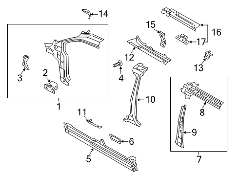 2021 Ford Transit Connect Front Body Pillar Diagram for JT1Z-6102504-K