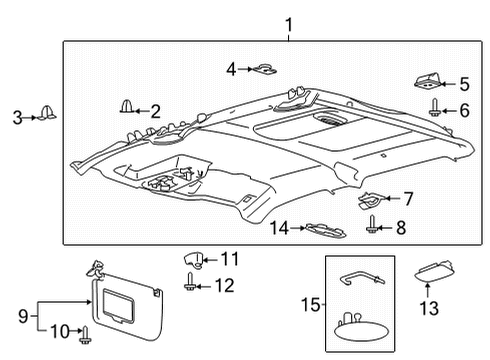 2021 Ford F-150 Headlining - Roof Diagram for ML3Z-1651916-EM