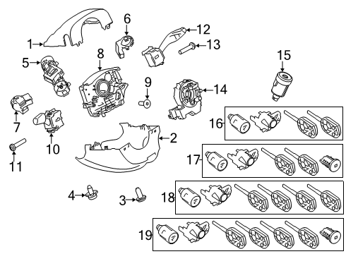 2021 Ford Transit Connect Complete Vehicle Lockset Diagram for KT1Z-6122050-F