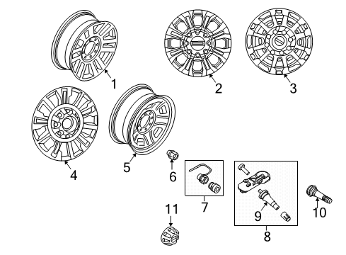 2020 Ford F-250 Super Duty Wheel Assembly Diagram for LC3Z-1007-E