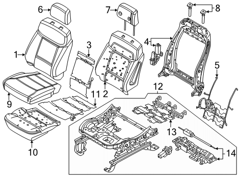 2024 Ford F-350 Super Duty Seat Cushion Pad Diagram for PC3Z-15632A23-A
