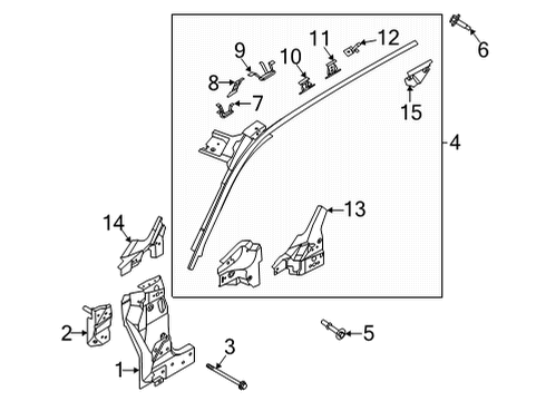 2022 Ford Bronco Sport Body Side Rail Assembly Upper Diagram for M1PZ-7851186-C