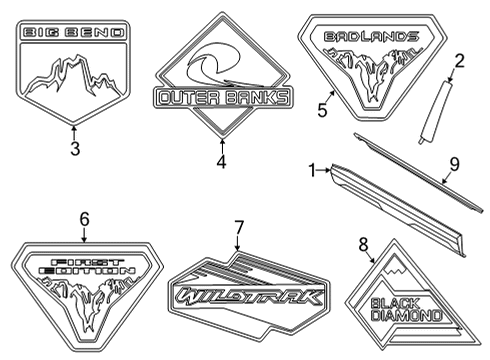 2021 Ford Bronco Sport Name Plate Diagram for M1PZ-16720-G