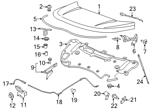 2022 Ford Edge Hood Latch Assembly Diagram for KT4Z-16700-A