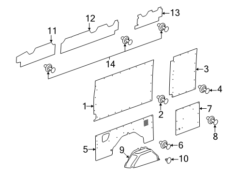 2024 Ford Transit Load Compartment Trim Diagram for NK4Z-6131012-CA