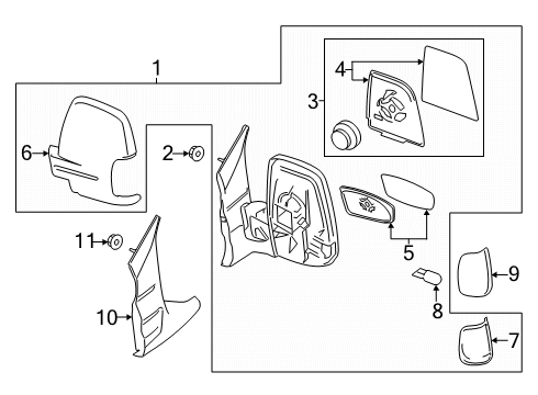 2024 Ford Transit Mirror Assembly Rear View Outer Diagram for LK4Z-17683-BA