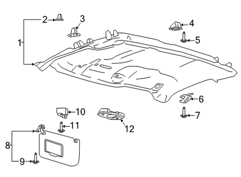 2025 Ford F-150 Headlining - Roof Diagram for RL3Z-1551944-AA