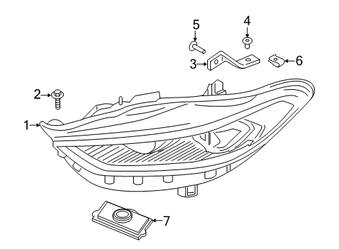 2019 Ford SSV Plug-In Hybrid Lamp Assembly Diagram for HS7Z-13008-AA