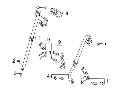 2022 Ford Explorer Seat Belt Assembly Diagram for LB5Z-78611B64-CD