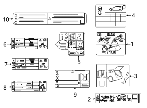 2024 Ford Escape Decal Diagram for HU5Z-14B218-B