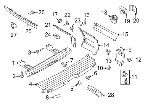 2025 Ford Transit Bumper End Cap Diagram for LK4Z-17F774-FD