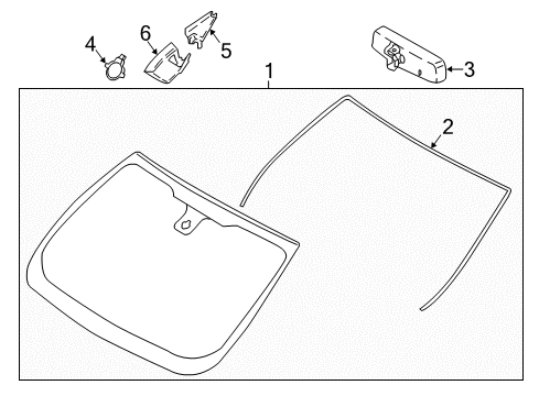 2020 Ford EcoSport Windscreen Glass Diagram for GN1Z-5803100-AL
