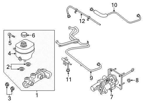 2022 Ford F-350 Super Duty Brake Booster Assembly Diagram for PC3Z-2005-A
