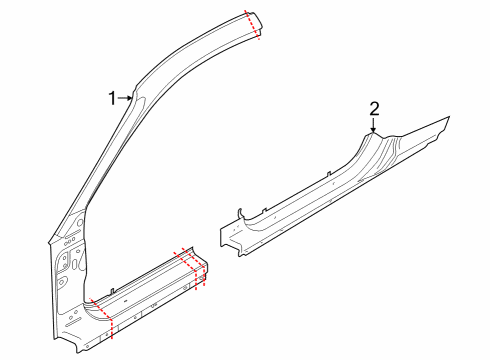 2025 Ford Mustang Door Frame Diagram for PR3Z-63211A10-A
