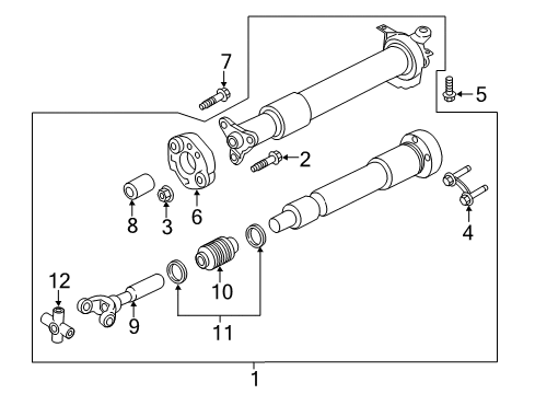 2021 Ford Mustang Drive Shaft Assembly Diagram for JR3Z-4R602-Y