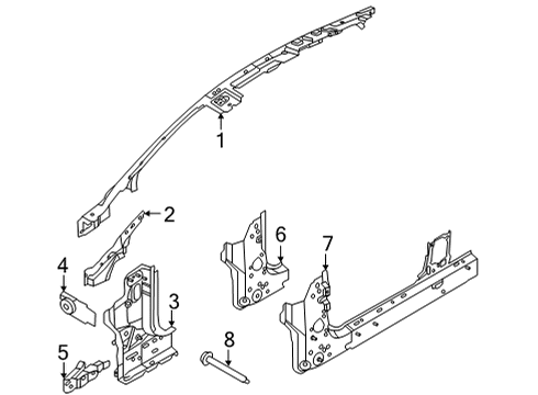 2023 Ford Mustang Mach-E Body Side Rail Assembly Upper Diagram for LJ8Z-5851186-D