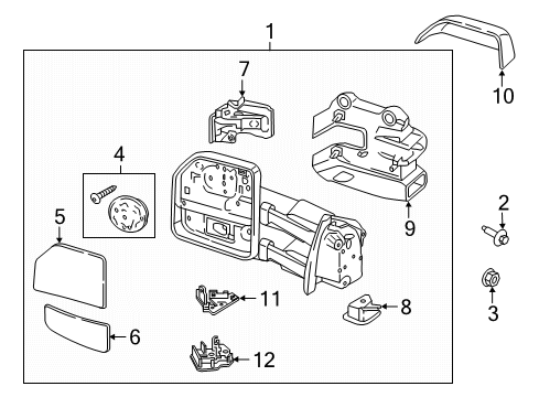 2020 Ford F-150 Mirror Assembly Rear View Outer Diagram for JL3Z-17683-F