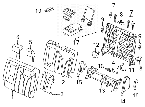 2020 Lincoln Nautilus Armrest Assembly Diagram for LA1Z-5867112-AB
