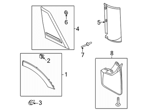 2024 Ford Bronco Sport Moulding Diagram for M1PZ-78291A08-AA