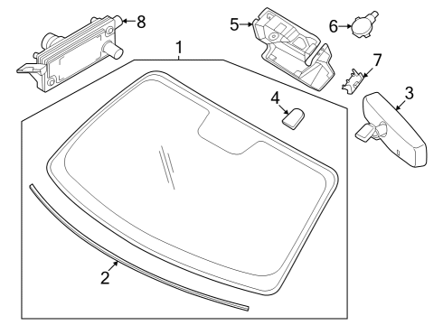 2024 Ford Mustang Windscreen Glass Diagram for PR3Z-6303100-E