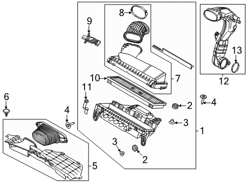 2025 Ford Maverick Air Cleaner Element Assembly Diagram for PZ1Z-9601-A