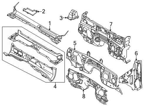 2024 Ford Ranger Dash Panel Insulator Diagram for MB3Z-2101588-J