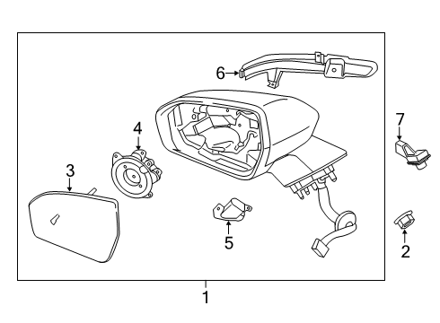 2022 Lincoln Nautilus Rear View Outer Mirror Glass Assembly Diagram for NJ7Z-17K707-C