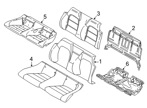 2021 Ford Mustang Rear Seat Cushion Cover Assembly Diagram for FR3Z-7663804-CH