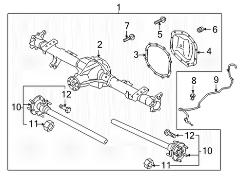 2023 Ford Bronco Rear Axle Assembly Diagram for MB3W-4001-ATJ