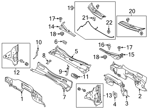 2021 Ford Expedition Panel Cowl Side Diagram for JL7Z-7802018-A