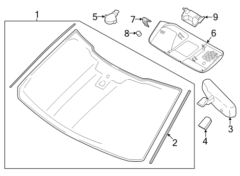 2023 Ford F-250 Super Duty Windscreen Glass Diagram for PL3Z-1503100-E
