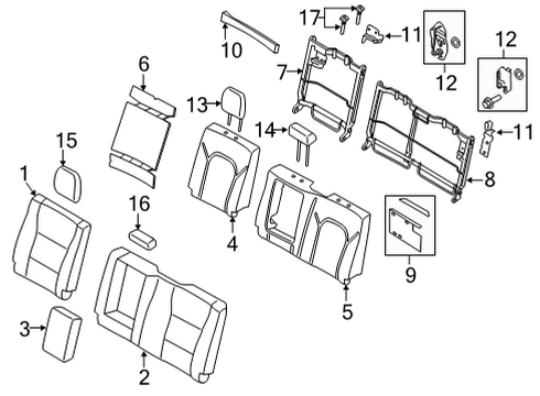2021 Ford F-150 Rear Seat Back Pad Diagram for ML3Z-1666801-F