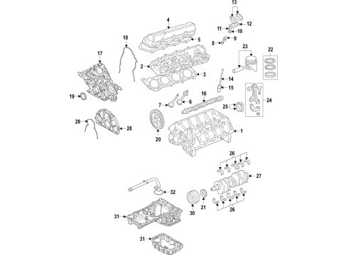 2022 Ford F-350 Super Duty Front Cylinder Cover Diagram for LC3Z-6019-F