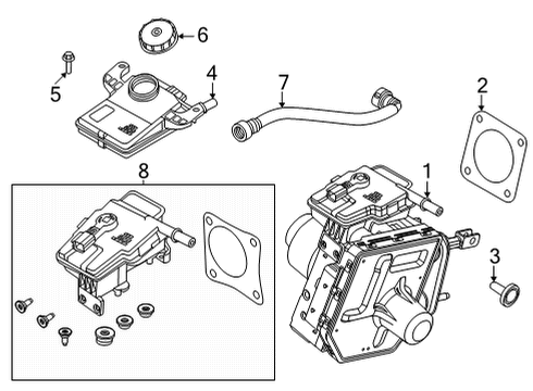 2023 Ford Mustang Mach-E Brake Booster Assembly Diagram for LK9Z-2005-K