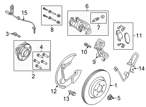 2021 Ford Mustang Kit - Caliper Brake Pad Mounting Parts Diagram for FR3Z-2C150-D