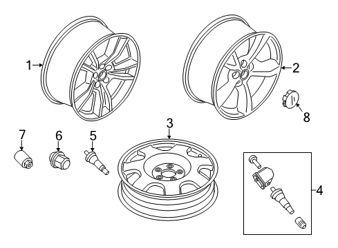 2022 Ford Mustang Wheel Assembly Diagram for JR3Z-1007-D
