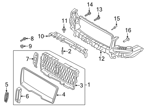 2020 Lincoln Navigator EMBLEM ASY - RADIATOR GRILLE Diagram for LL7Z-8213-A