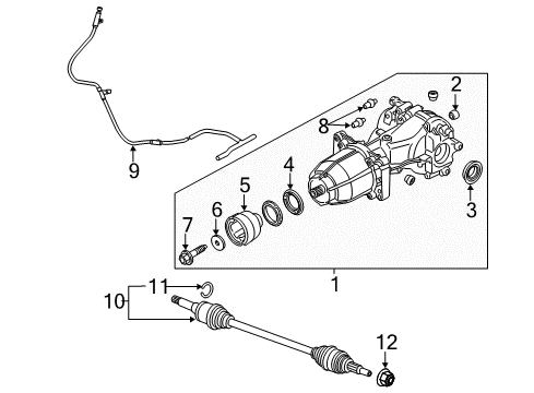 2020 Ford Fusion Rear Axle Assembly Diagram for MU7Z-4000-D