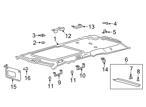 2024 Lincoln Navigator Headlining - Roof Diagram for NL7Z-4051944-AE