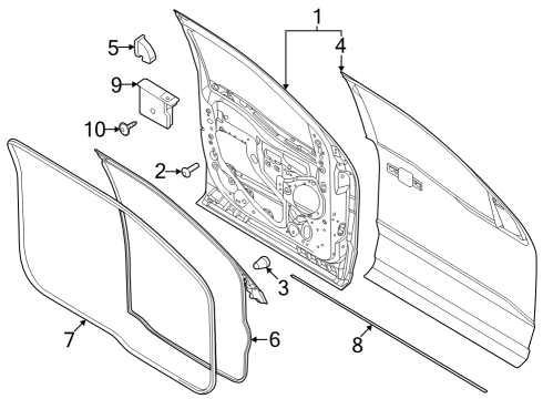 2023 Ford F-250 Super Duty Front Door Assembly Diagram for RL3Z-1020125-B