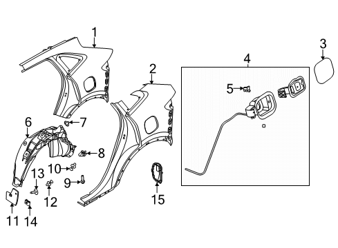 2020 Ford Escape Fuel Tank Filler Pip Housing Diagram for LJ6Z-7827936-F