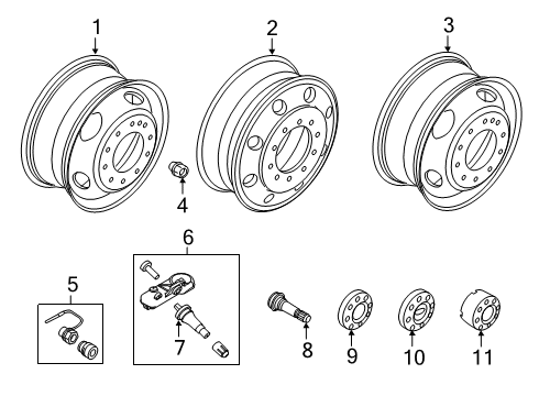 2020 Ford F-350 Super Duty Wheel Assembly Diagram for LC3Z-1007-K