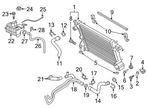 2022 Ford F-250 Super Duty Radiator Overflow Tank Assembly Diagram for LC3Z-8A080-C