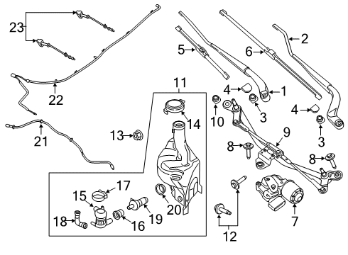 2022 Ford Ranger Wiper Blade Assembly Diagram for KB3Z-17528-BA